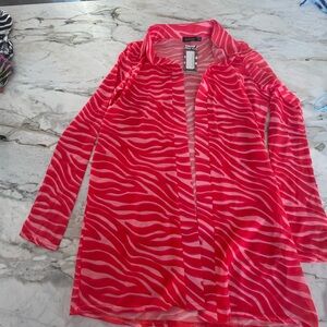 Sheer Pink Zebra Print Cover-Up